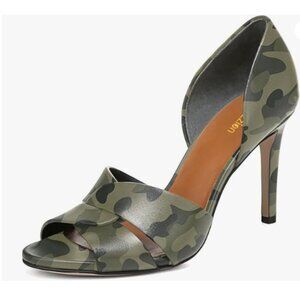 Pazzion Camo Print Open Toe High Heel Slip On Stiletto Heel Two Pieces Sandals